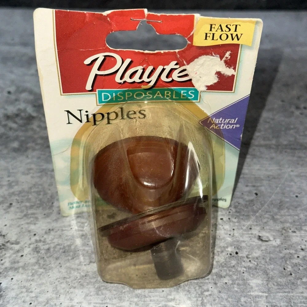 Vintage Playtex Natural Action Flat Top Latex Baby Bottle Nipples Fast Flow  (A)